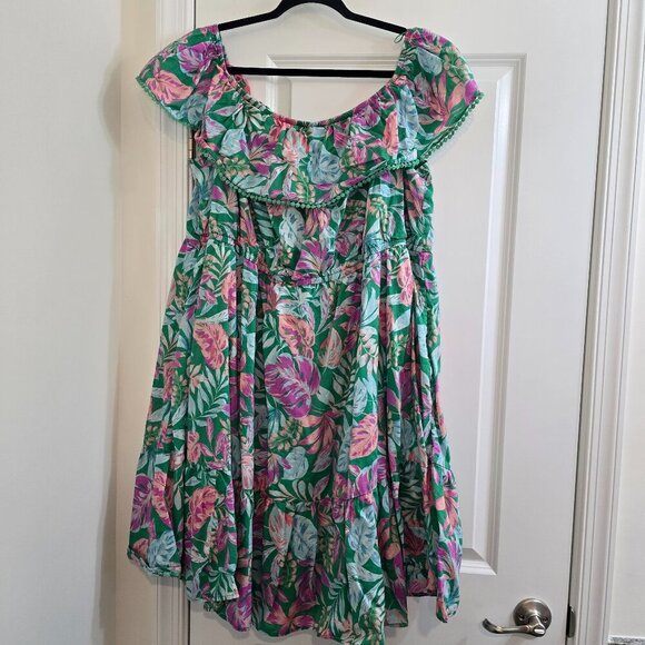 Terra & Sky Off The Shoulder Dress - Tropical Summer Orchid Bloom - Picture 4 of 9